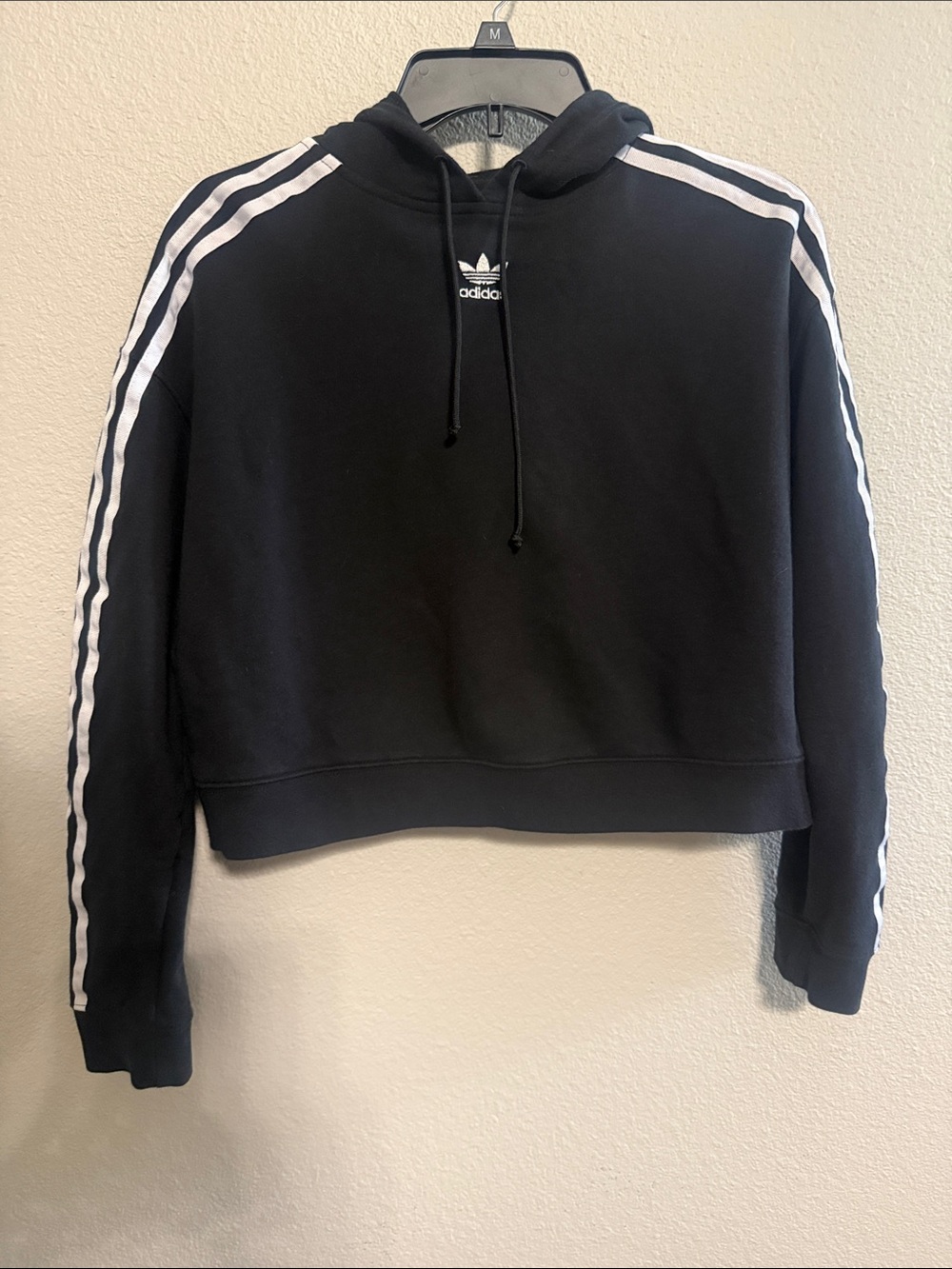 adidas Black Hoodie with White Stripes